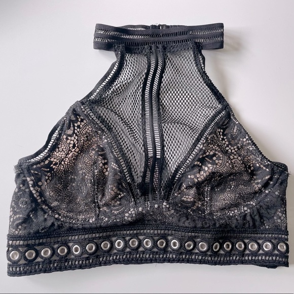 VS Black Mesh Eyelet Collar Bralette - Picture 1 of 5